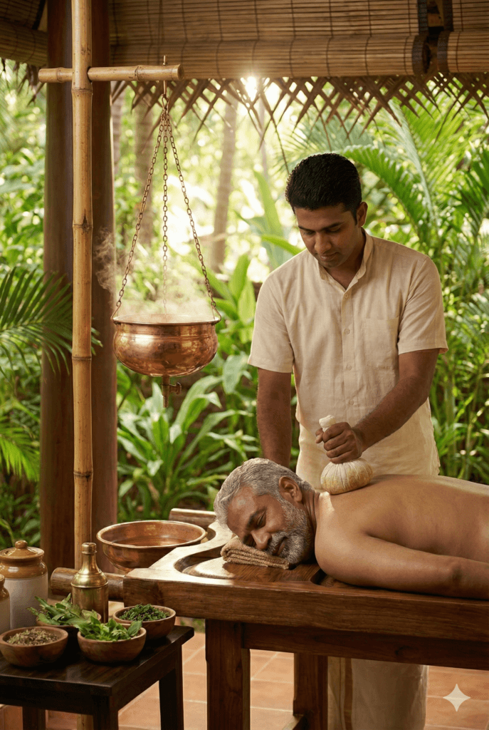 Pottali Swedan herbal bolus Panchakarma detox therapy at Sharmayu Clinic Borivali
